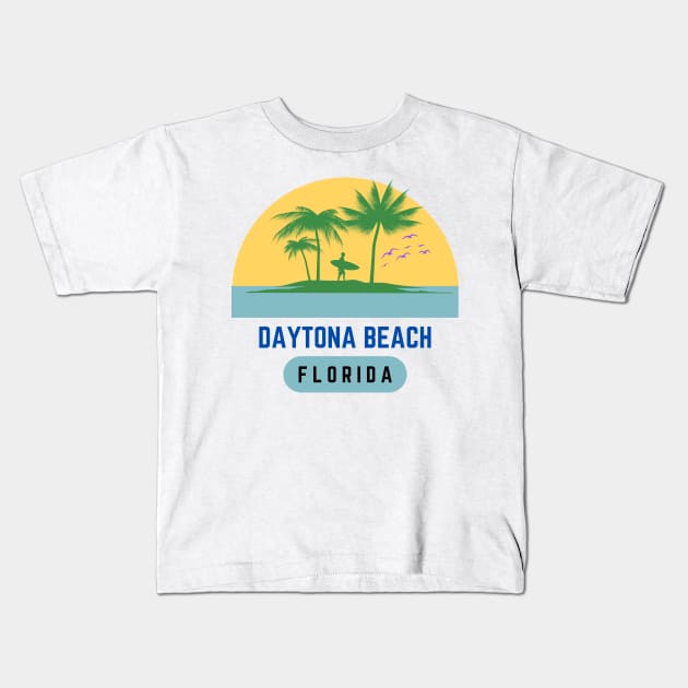 Daytona Beach Florida Sunset Vintage Kids T-Shirt by bougieFire